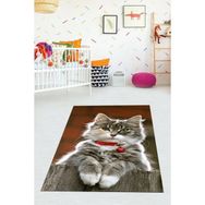 Viyana Home VHÇ-SD-221 Dijital Baskılı Kaymaz Taban Modern Kedili Renkli 40x60 cm Çocuk Odası Halısı