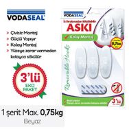 Vodaseal İz Bırakmadan 3'lü Beyaz Sökülebilir Askı