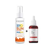 Voop 50+ SPF 150 ml Güneş Kremi Red Peeling Serum 30 ml ile Etkili Bakım Seti