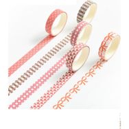 Vox Art Washi Dekor Bant Seti 5'li 1 cm x 2 mt -M5-443 - 1 cm eni 2 metre uzunk - Karışık-Çok Renkli - Washi Bant