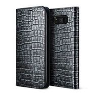 Vrs Design Galaxy S8 Genuine Croco Diary Dark Silver Kılıf
