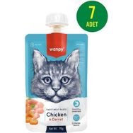 Wanpy 7x90 gr Tavuklu & Havuçlu Ezme Kedi Ödül Maması