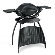Weber Q 1400 Koyu Gri Stand ve Yan Tezgahlı Elektrikli Mangal