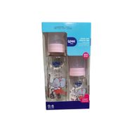 Wee Baby 62815 Klasik Pembe Kapaklı 250/125 ml Cam Biberon Seti