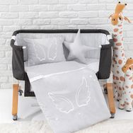 WellGro 2395 Gri Angel Wings Anne Yanı 5 Parça Bebek Uyku Seti