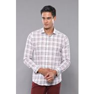 Wessi Beyaz Ekose Desenli Uzun Kollu Slim Fit Erkek Gömlek