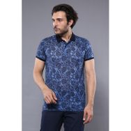 Wessi Çiçekli Desenli Polo Yaka Mavi Erkek T-shirt