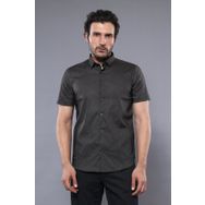 Wessi Erkek Haki Slim Fit Kısa Kollu Desenli Pamuk Gömlek