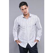 Wessi Erkek Lacivert Ekose Desen Slim Fit Uzun Kollu Gömlek