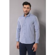 Wessi Erkek Mavi Armürlü Slim Fit Gömlek