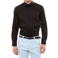 Wessi Siyah Pamuk Saten Slim Fit Gömlek