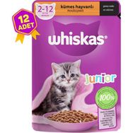 Whiskas 12x85 gr Junior Pouch Kümes Hayvanlı Yavru Kedi Yaş Maması