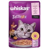 Whiskas 24x85 gr Pouch Tasty Mix Sos İçerisinde Somonlu ve Havuçlu Yetişkin Konserve Kedi Maması