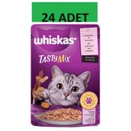 Whiskas 24x85 gr Pouch Tastymix Sos İçinde Somonlu ve Havuçlu Yetişkin Kedi Konservesi