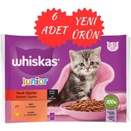 Whiskas 6 Adet 4x85 gr Junior Yavru Klasik Öğünler Sığırlı Tavuklu Kedi Maması
