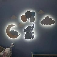 Windly Concept Beyaz Mavi Bebek ve Çocuk Odası Gece Lambası Seti