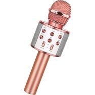 Winex Bluetooth UsbA TF Sd Kart 3.5 mm Aux Girişli Pembe Karaoke Mikrofonu