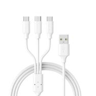 Winex Mobile 3.4A Beyaz CA107 Gfz 3in1 Micro, Lightning, Type-C Çıkışlı Data ve Şarj Kablosu