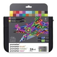 Winsor Newton 24 Renk Çantalı Karışık Markör Seti
