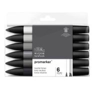 Winsor Newton Promarker Nötür Tonlar Seti 6 Renk Grafik Kalemi
