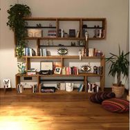 Woodesk CPT6004-200 Masif Ağaç Tik Renk 200x200 cm Kitaplık