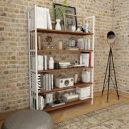 Woodesk CPT6010-180 Tik Beyaz Buket Masif Ahşap 180x124 Kitaplık