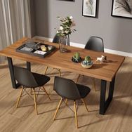 Woodesk CPT7353-180 180x80 cm Beril Masif Tik Renk Sandalyeli Masa Takımı