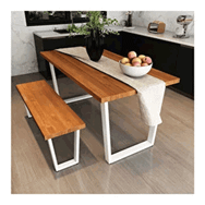 Woodesk CPT7514-140 140x70 cm Mayıs Masif Tik Banklı Yemek Masası