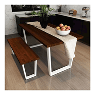 Woodesk CPT7528-180 180x80 cm Mayıs Masif Ceviz Banklı Yemek Masası