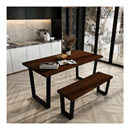 Woodesk CPT7552-180 180x80 cm Eylül Masif Ceviz Banklı Yemek Masası