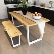 Woodesk CPT7685-180 Mayıs Masif Natural Renk 180x80 Banklı Masa