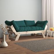 Woodesk CPT8110-210 Adalar Masif Natural-Petrol Renk 2'li Kanepe