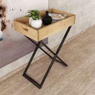 Woodesk Rio CPT2008-50 Masif Ağaç 50x30 cm Natural Tepsi Sehpa