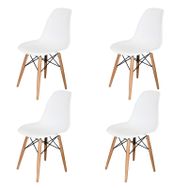 Woodesk SND3009-4BYZ Luna Ağaç Ayaklı 4 Adet Eames Beyaz Sandalye