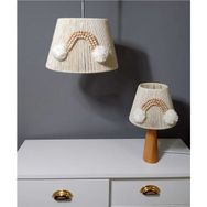 Woodhub E27 Amber Makrome Avize Ahşap Boncuklu Bebek Çocuk Odası Abajur Set