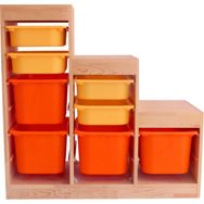 Wood&Joy 8 Gözlü Doğal Ahşap Çok Amaçlı Oyuncak Dolabı