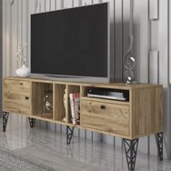 Wood'n Love Cercei 160 Cm Metal Ayaklı Atlantik Çamdan Yapılma Siyah Tv Ünitesi