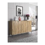 Wood'n Love Hestia 4 Kapaklı Atlantik Çam ve Siyah Metal Ayaklı Çok Amaçlı Dolap Konsol