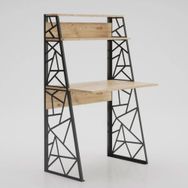 Wood'n Love Odin Üçgen Metal Ayaklı Kitaplıklı Atlantik Çam-Siyah Çalışma Masası