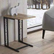 Wood'n Love Penna Geometrik Desen Atlantik Çam-Siyah Metal Sehpa