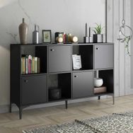 Wood'n Love Satürn Premium 120 cm 4 Kapaklı Metal Ayaklı Çok Amaçlı Siyah Dolap Konsol