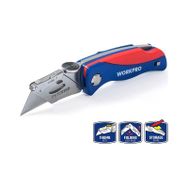 Workpro WP211006 Ağır Hizmet Paslanmaz Çelik Gövde Katlanır Rötuş Maket Bıçağı ve 6 Adet Yedek Bıçak