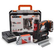 Worx WX843 20Volt 2.0Ah. Li-Ion Şarjlı Profesyonel 6-14 mm Zımba Ve 15 mm Çivi Çakma + 3500 Adet Yedek Zımba Ve Çivi