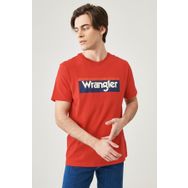 Wrangler W7H4D3XWO Lightweight 3 Color Logo Bisiklet Yaka Kırmızı Erkek T-Shirt