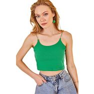 Xhan 1KXK2-44682 Yeşil Askılı Kaşkorse Kadın Bluz