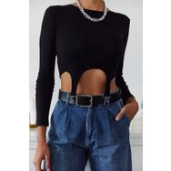 Xhan 1KZK2-11043-02 Siyah Kanca Detaylı Kadın Bluz
