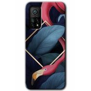 Xiaomi Mi 10 T Pro Hd Desen Baskılı Flamingo Yaprak Arka Kapak Kılıf