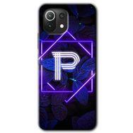 Xiaomi Mi 11 Dark Neon Yaprak P Harfi Baskılı Uyumlu Silikon Kılıf