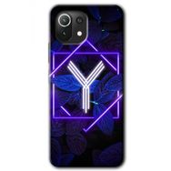 Xiaomi Mi 11 Dark Neon Yaprak Y Harfi Baskılı Uyumlu Silikon Kılıf