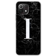 Xiaomi Mi 11 Lite Hd Desen Baskılı Siyah Mermer Desenli İ Harfi Arka Kapak Kılıf